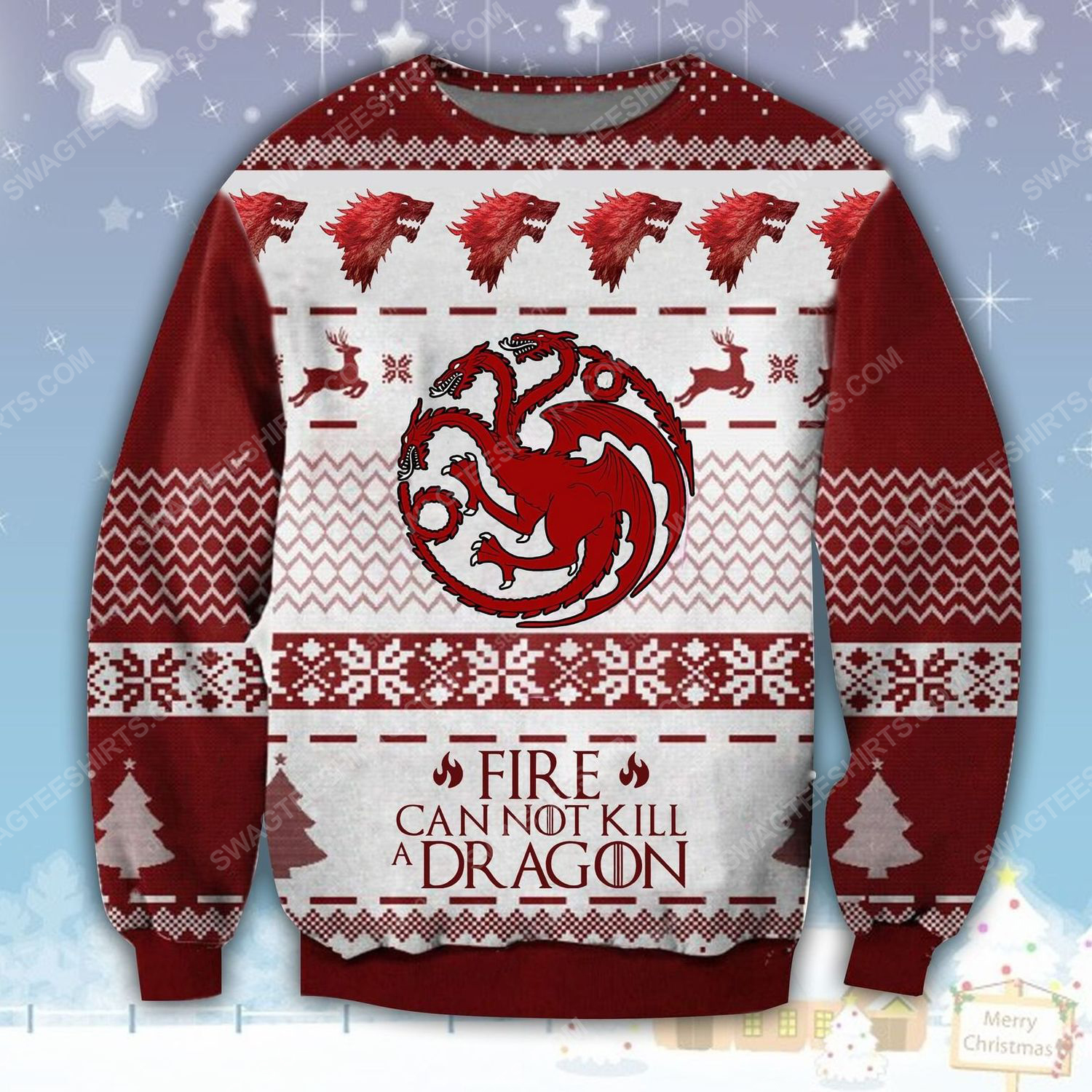 [Special Edition] Fire Cannot Kill A Dragon Game Of Thrones ​Ugly Christmas Sweater – Maria