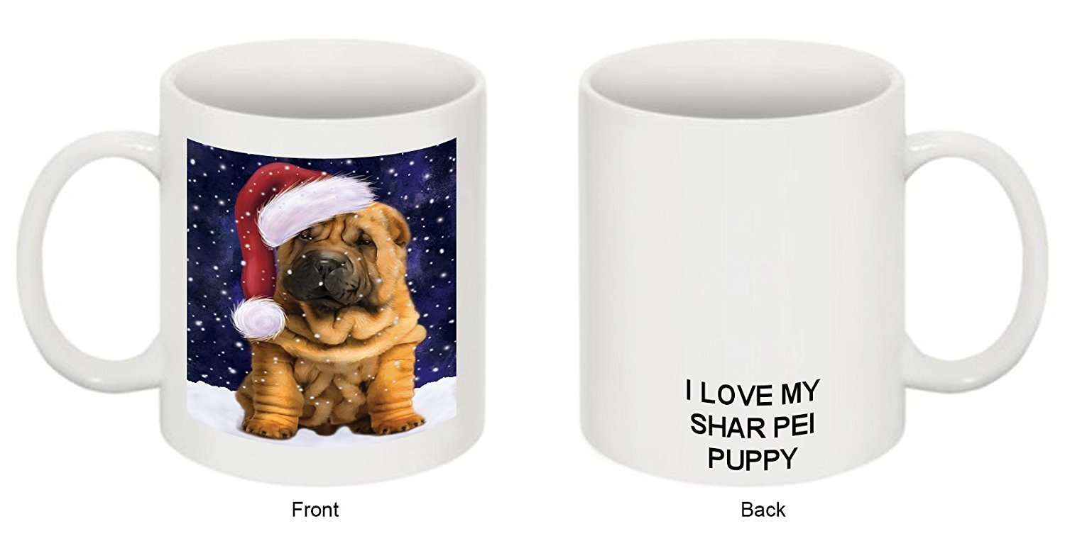 Let It Snow Happy Holidays Shar Pei Puppy Christmas Mug Cmg0329