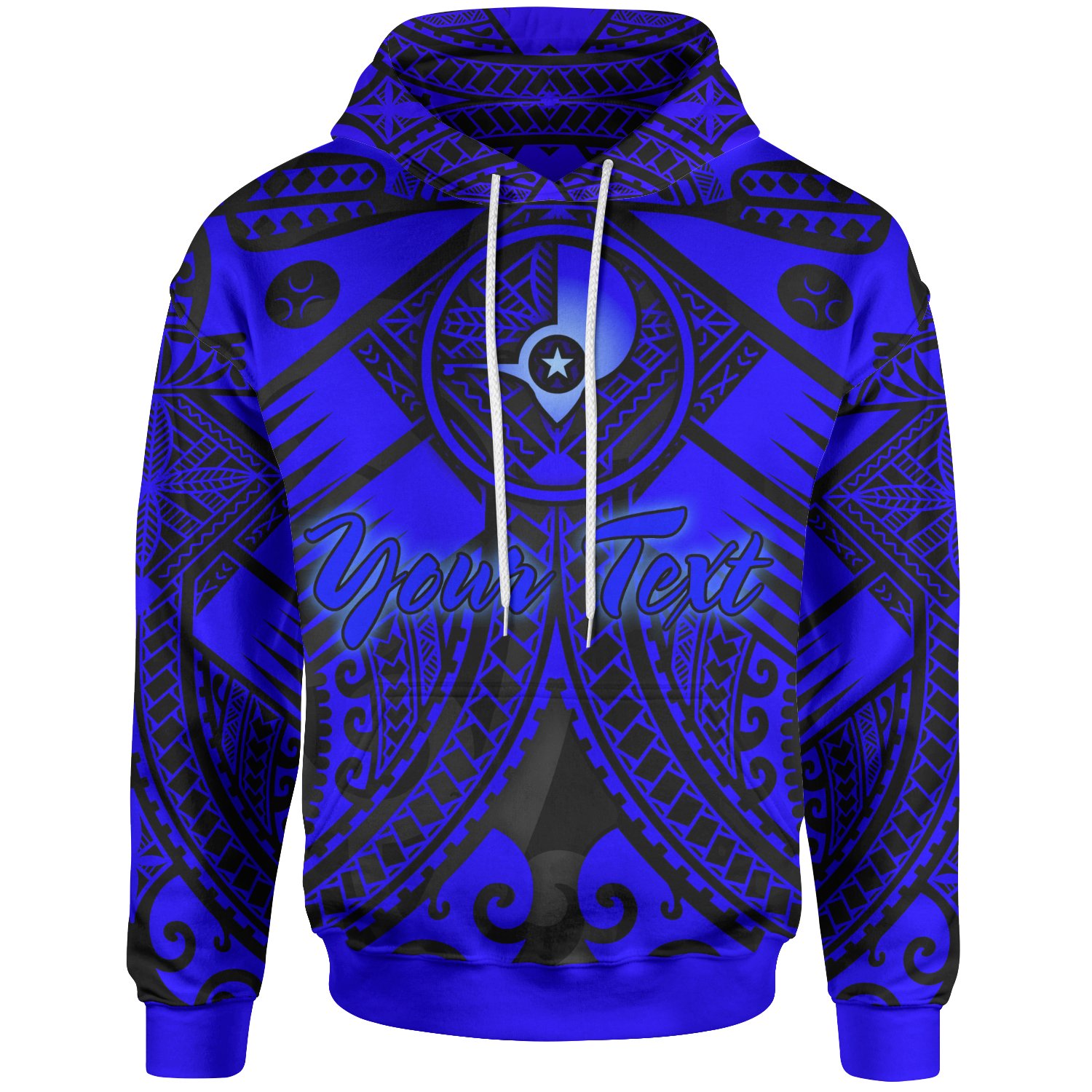 Yap Custom Personalised Hoodie  – Blue Seal with Polynesian Tattoo – BN18