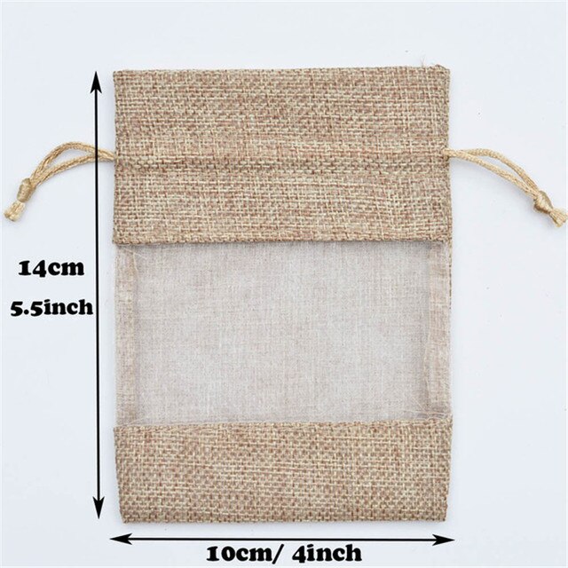 5pcs/lot Organza Jute Bags Burlap Drawstring Bag Wedding Party Favors Gift Bags Coffee Beans Candy Makeup Jewelry Packaging alx