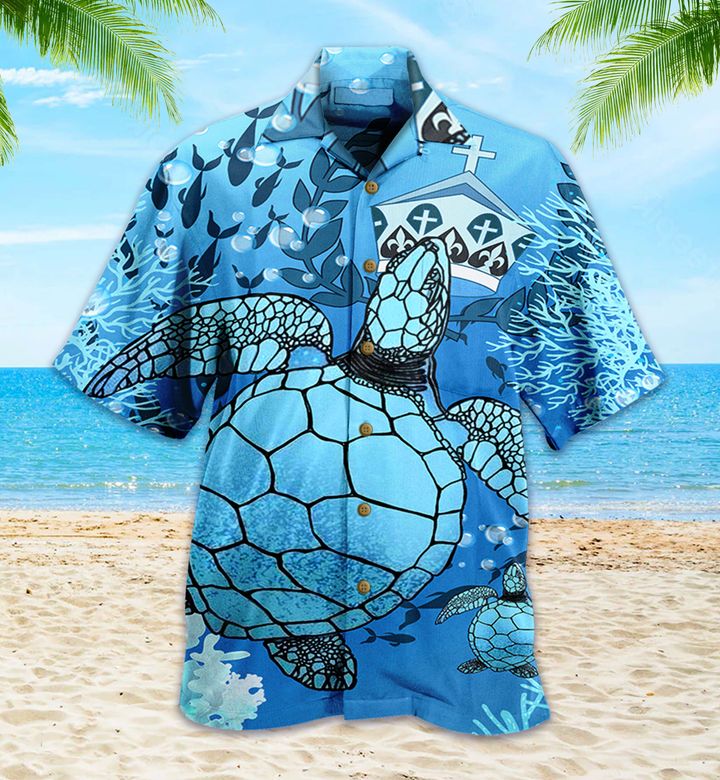 Tonga Turtle Blue Hawaii Shirt Ha19394