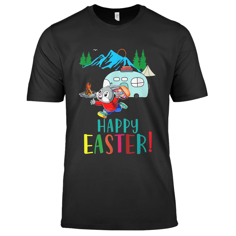 Camping Easter Day Bunny Eggs Easter Cute Gift Camper Premium T Shirts