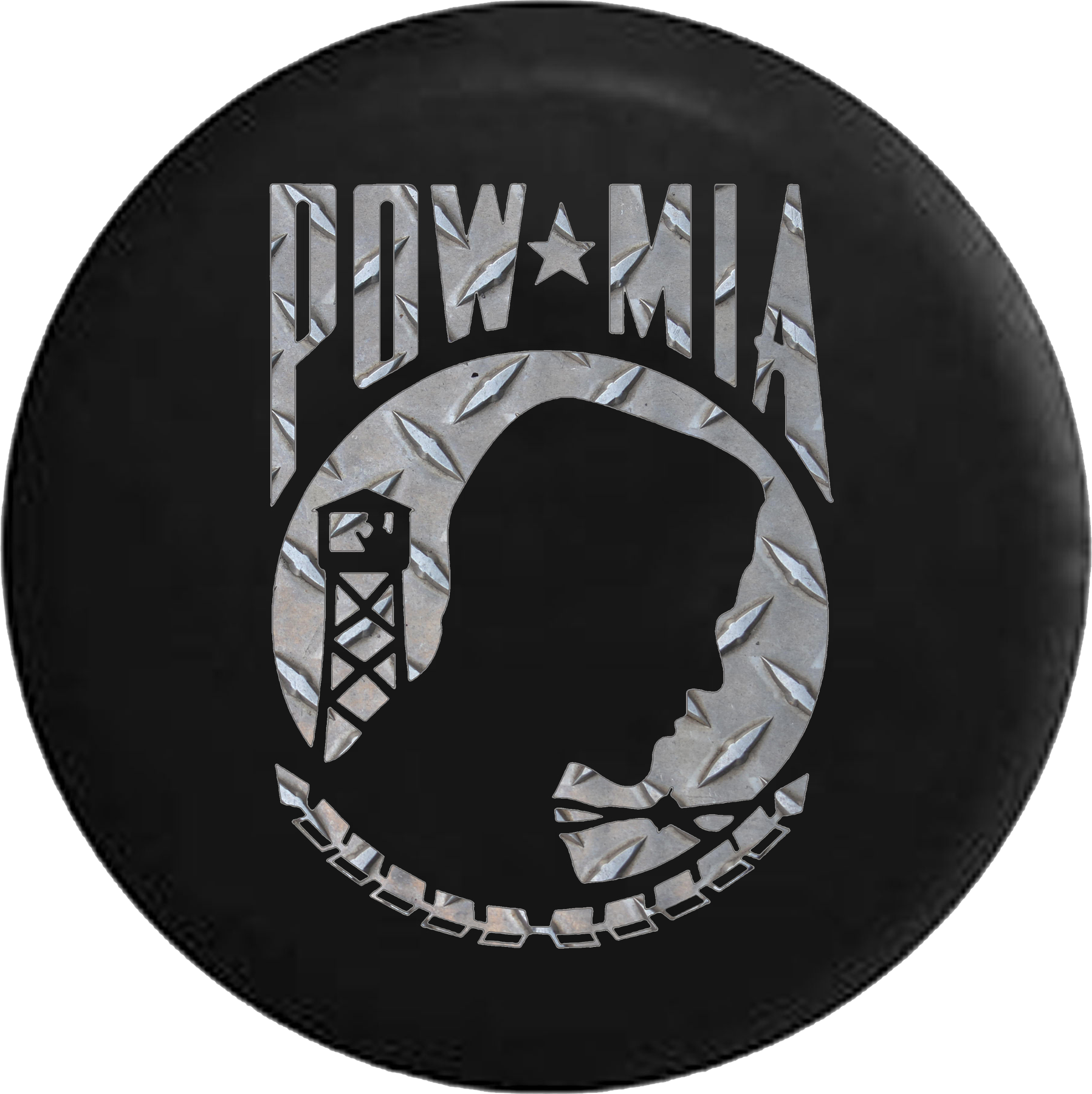 Steel Diamond Plate Pow Mia Veteran Military Jeep Camper Spare Tire Cover Custom Size – V573