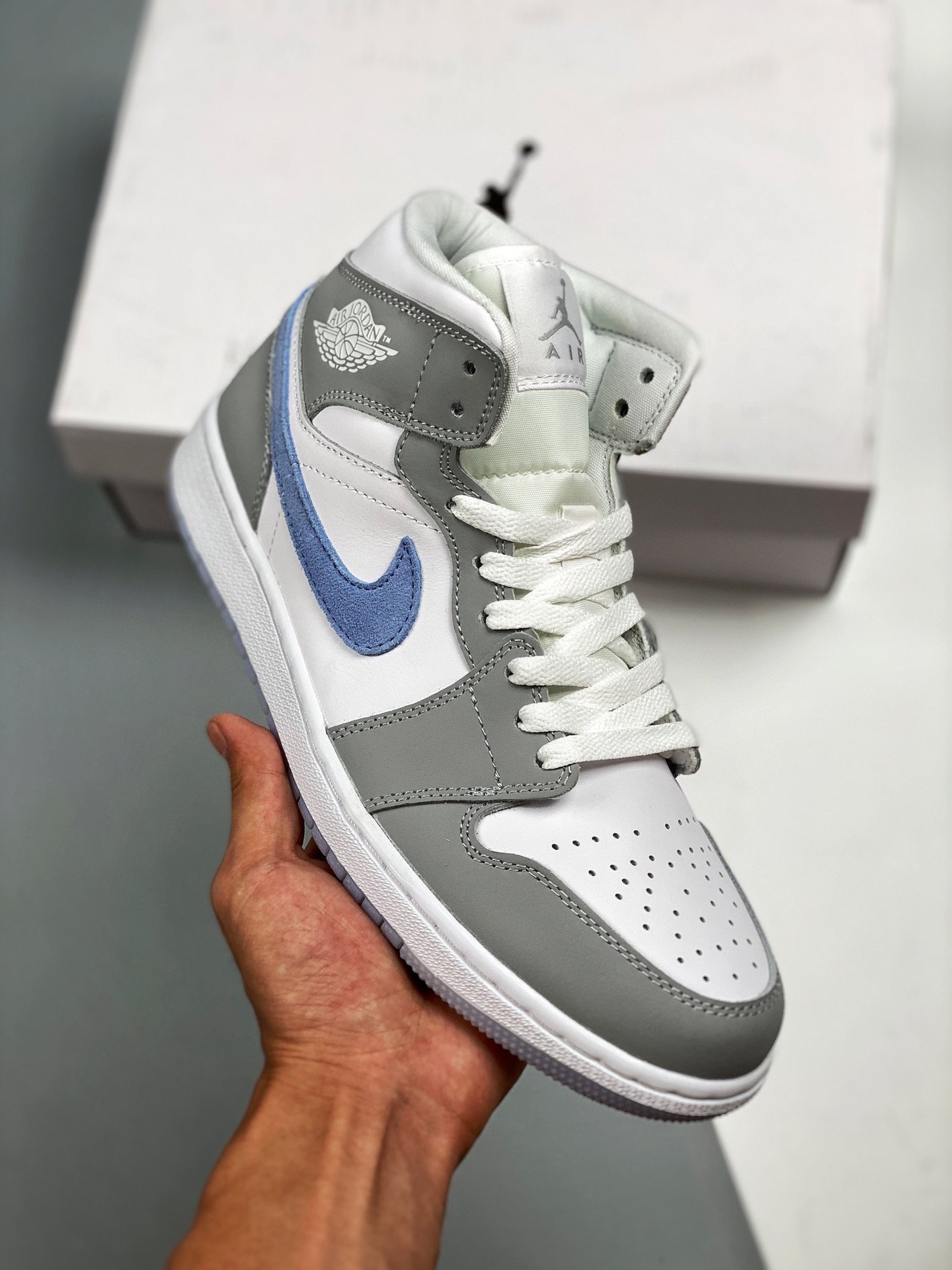 JD 1 Mid White Grey Blue With Icy Soles 5341569