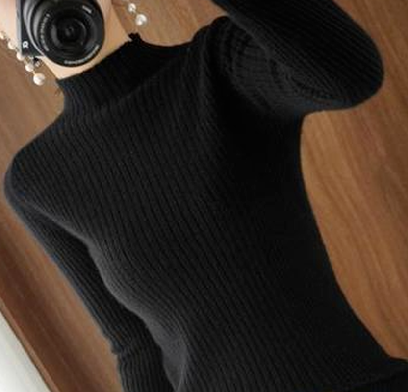 Slim Half High Collar Bottomed Pullover Sweater 2021 Autumn Winter New Solid Long Sleeve Wool Sweater Jumper Sueter Mujer 17194 alx