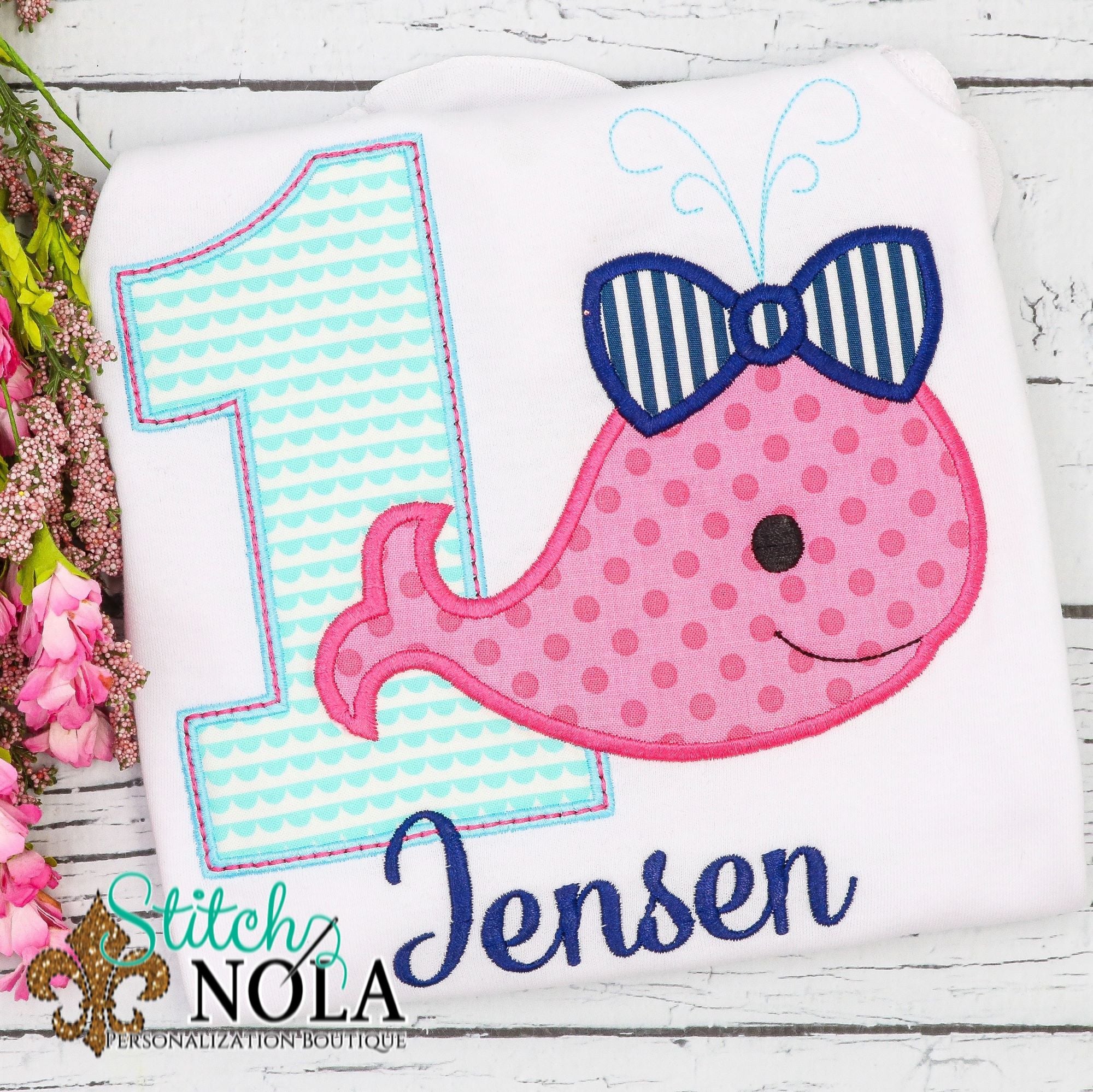 Personalized Birthday Whale Appliqué Shirt