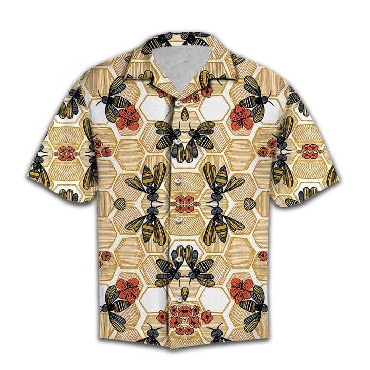 Felacia Honey Bee Pattern Unisex Hawaiian Ha11219