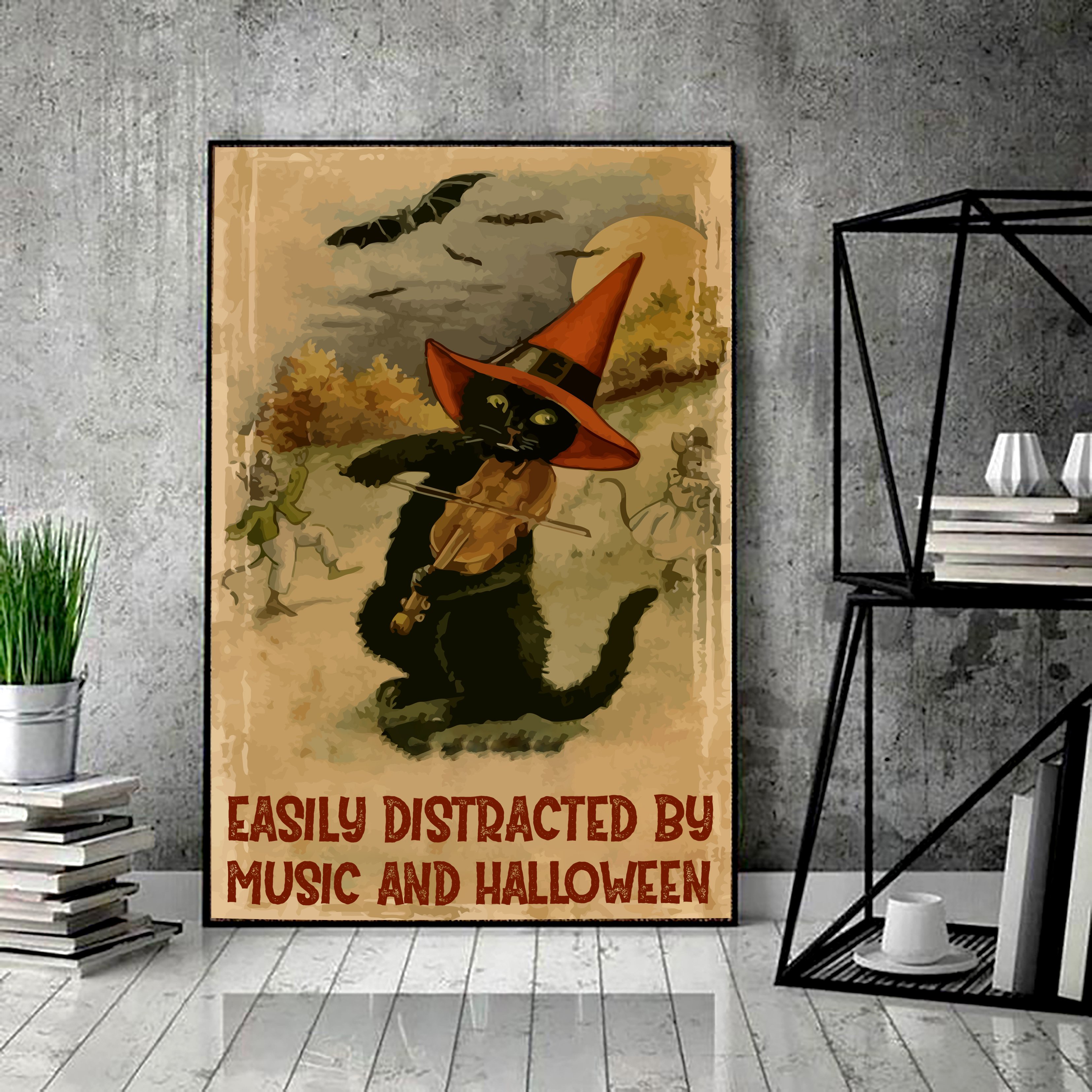 Easily Distracted By Music And Halloween Vertical  Paper Poster No Frame Matte Canvas Wall Decor