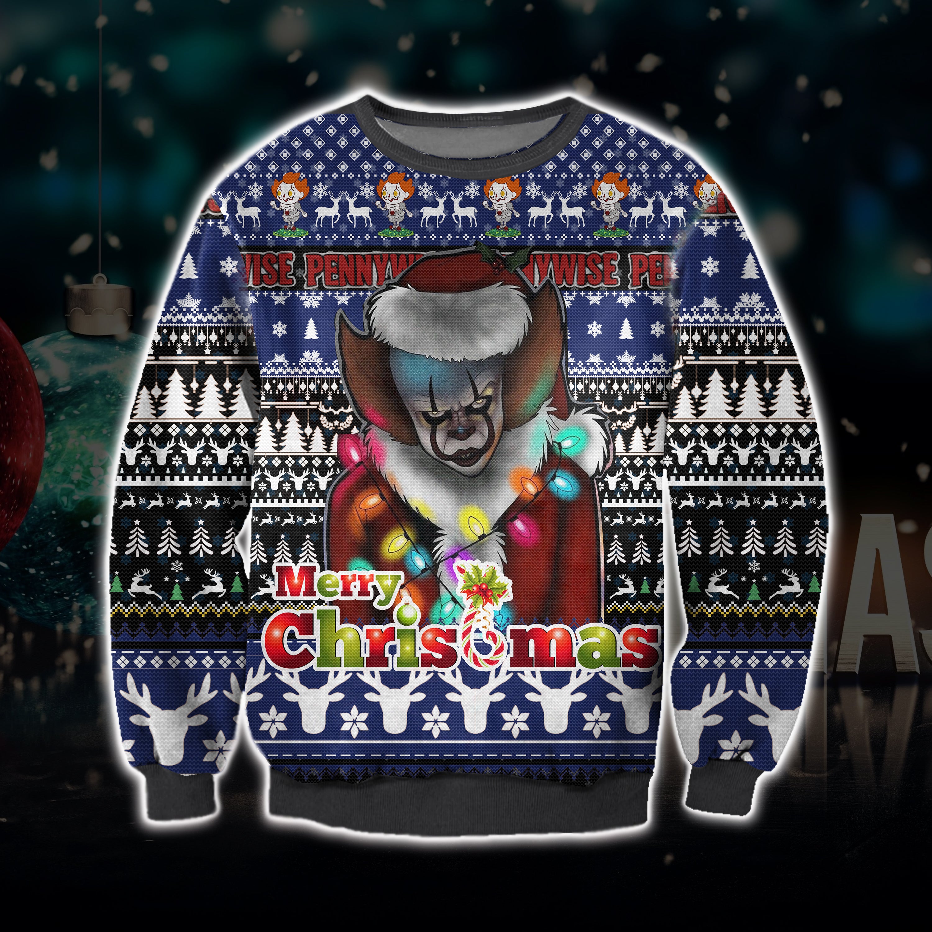 3D All Over Printed Pennywise It Ugly Christmas Sweatshirt