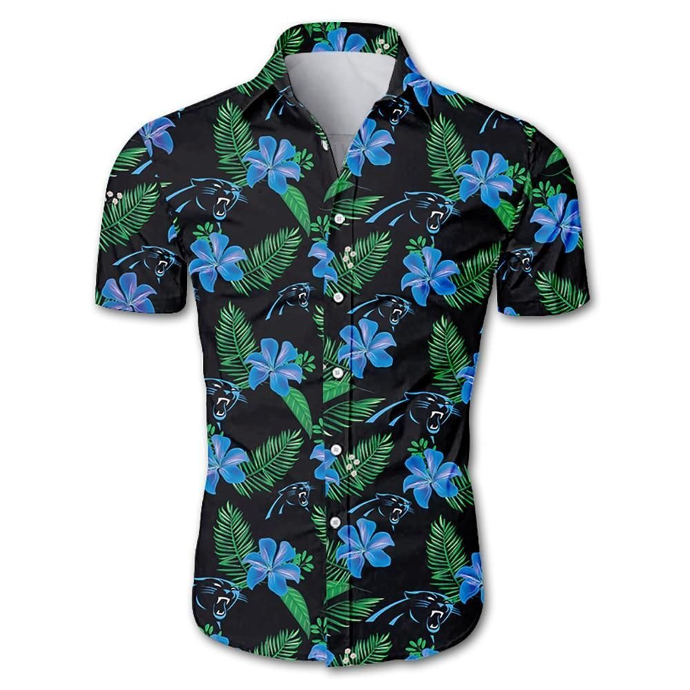 Carolina Panthers Tropical Flower Hawaiian Shirt White Men Women Beach Wear Short Sleeve Hawaii Shirt