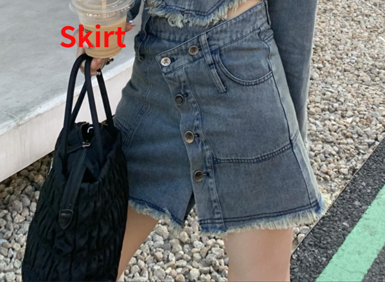 Summer Kawaii Denim Two Piece Skirt Set Women Korean Fashion Party Mini Skirt Suit Female Casual Chic Designer Short Set 2022 alx