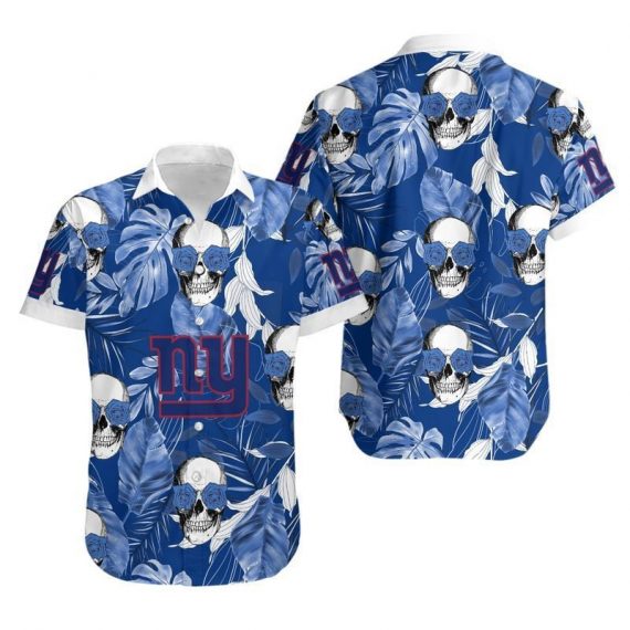 Gift For Husband Dad New York Giants Coconut Leaves And Skulls Hawaii Shirt Ha23842