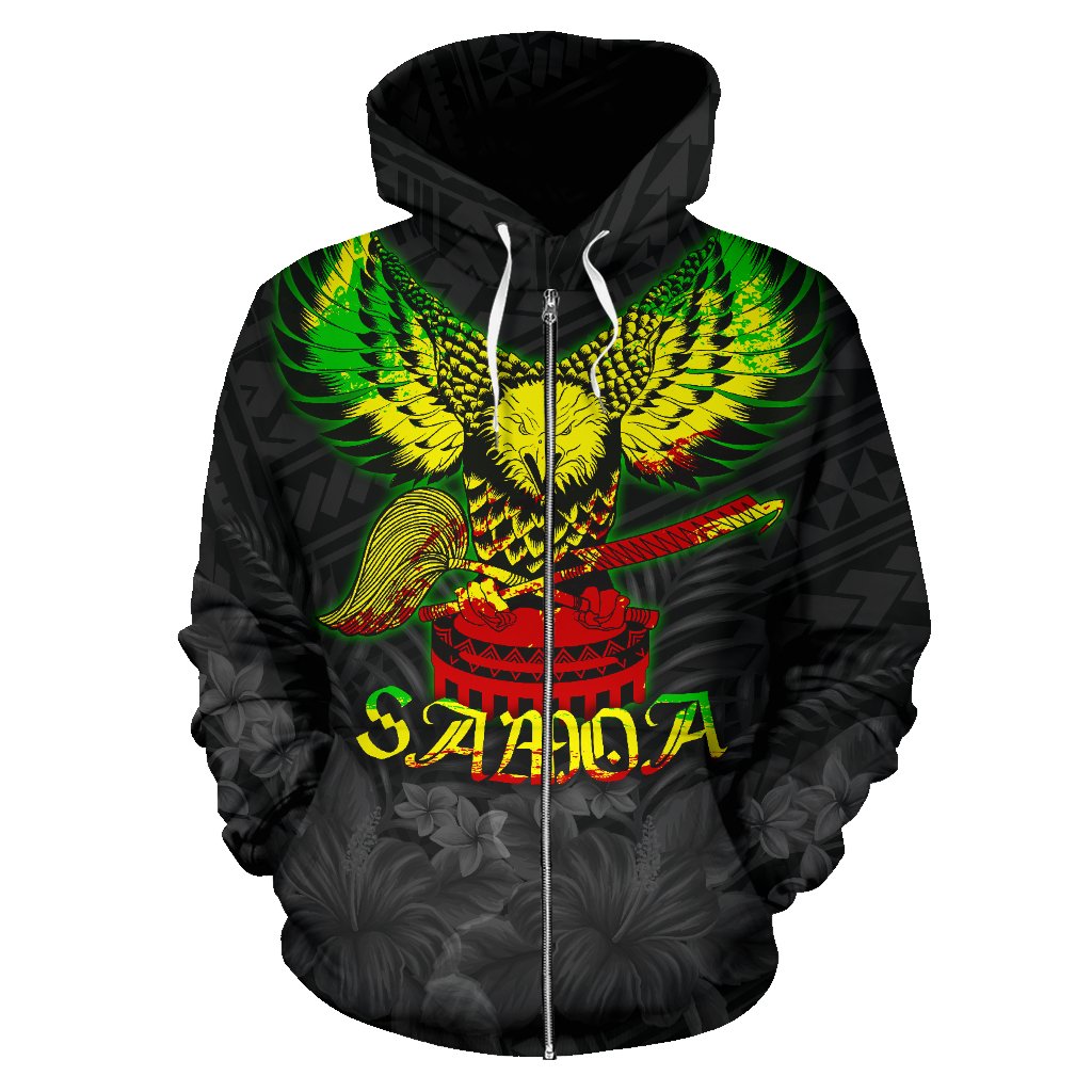 American Samoa Eagle with Seal Zip Hoodie Rasta K4