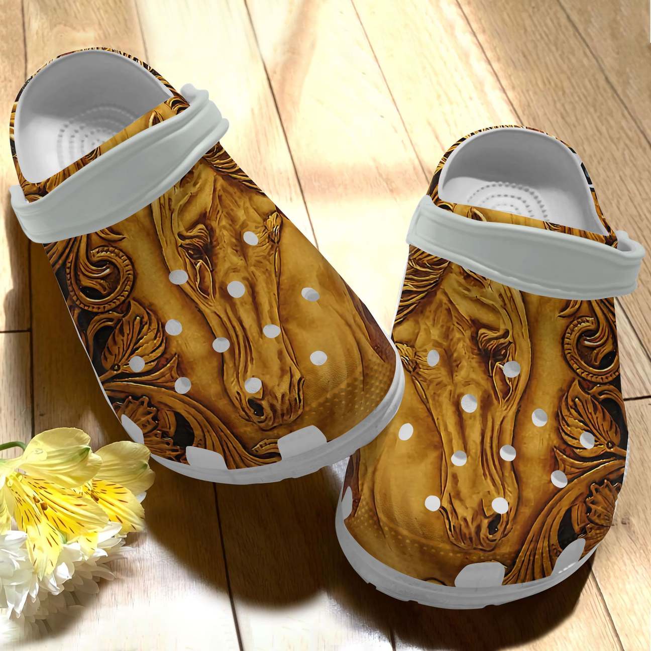 Horse Personalized Clog, Custom Name, Text, Color, Number Fashion Style For Women, Men, Kid, Print 3D Wooden Horse 2