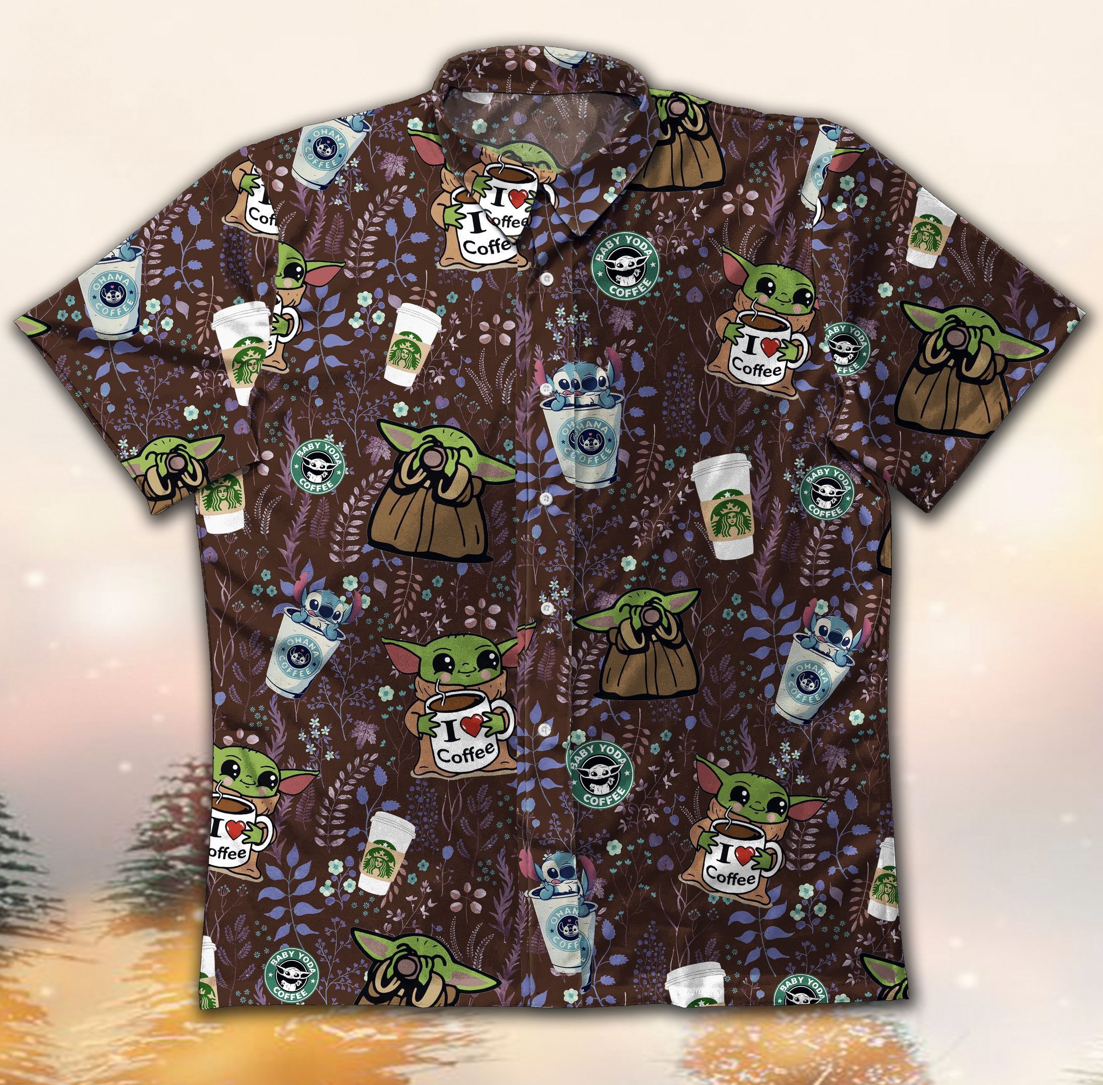 Yoda And Stitch Love Starbuck Gt Vintage Hawaiian Shirt-Zx09988