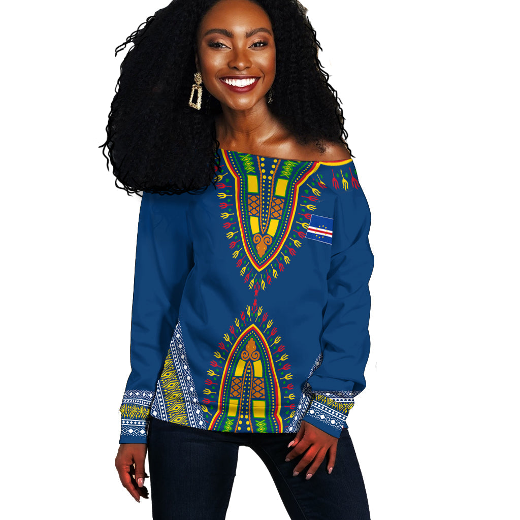 Kabu Verdi Dashiki Design Personalised Off Shoulder Sweater – Proud Cape Verdean Lt7