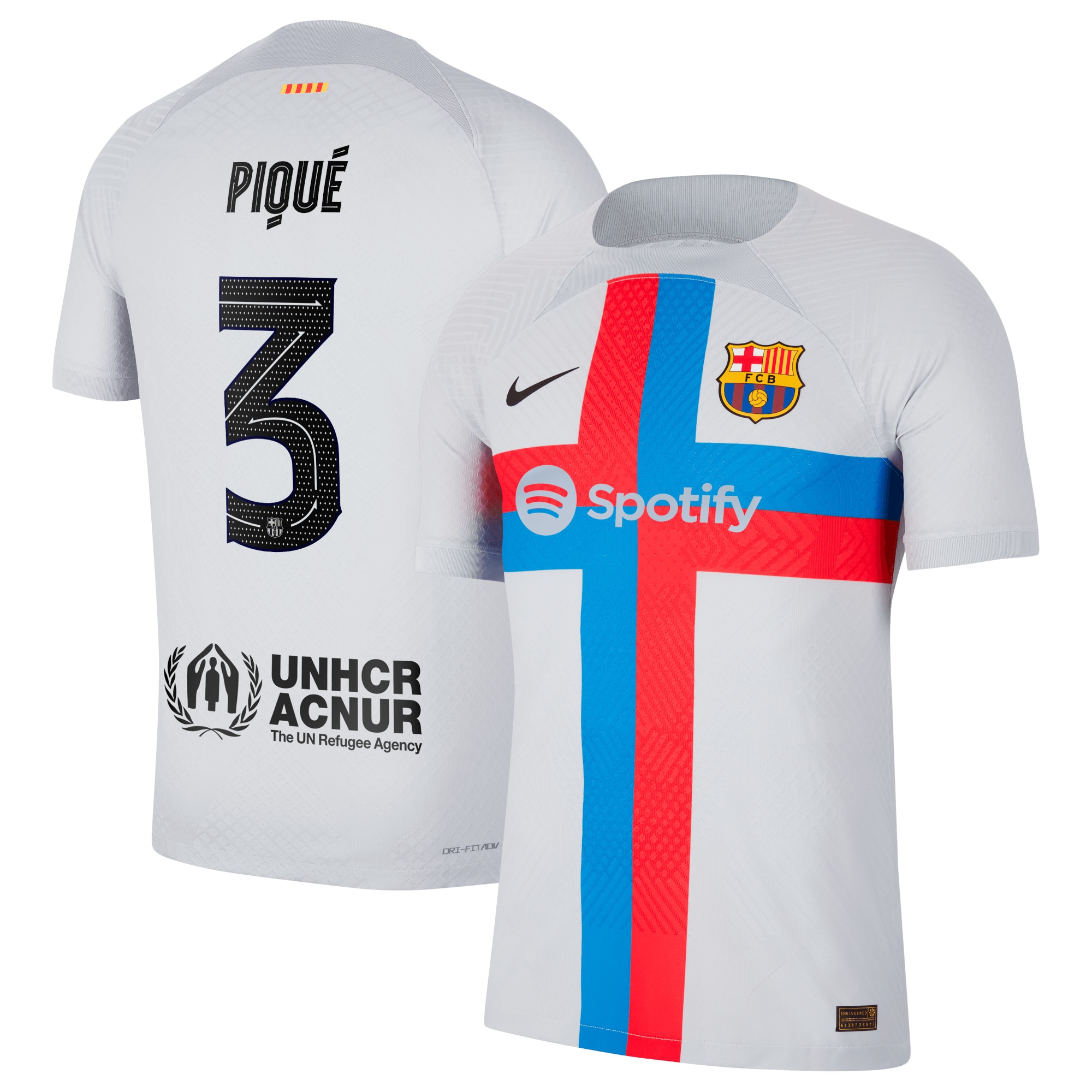 Gerard Pique Barcelona 2022/23 Third Vapor Match Authentic Player Jersey – Gray