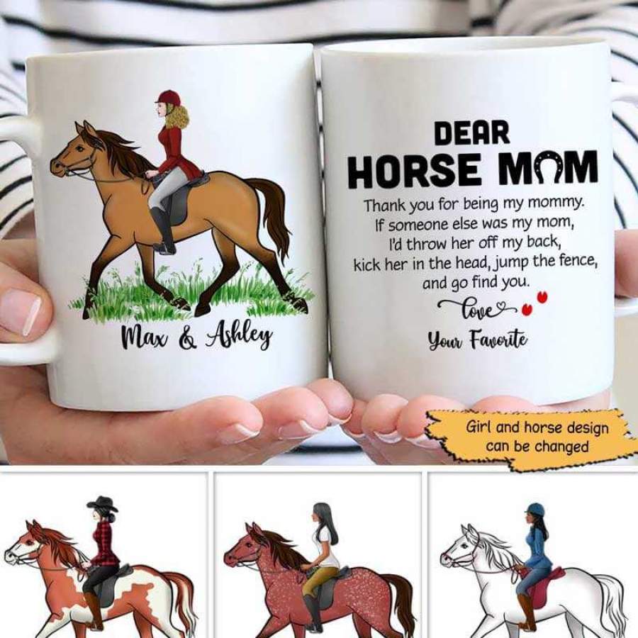 Dear Horse Mom Girl Riding Horse Personalized Coffee Mug