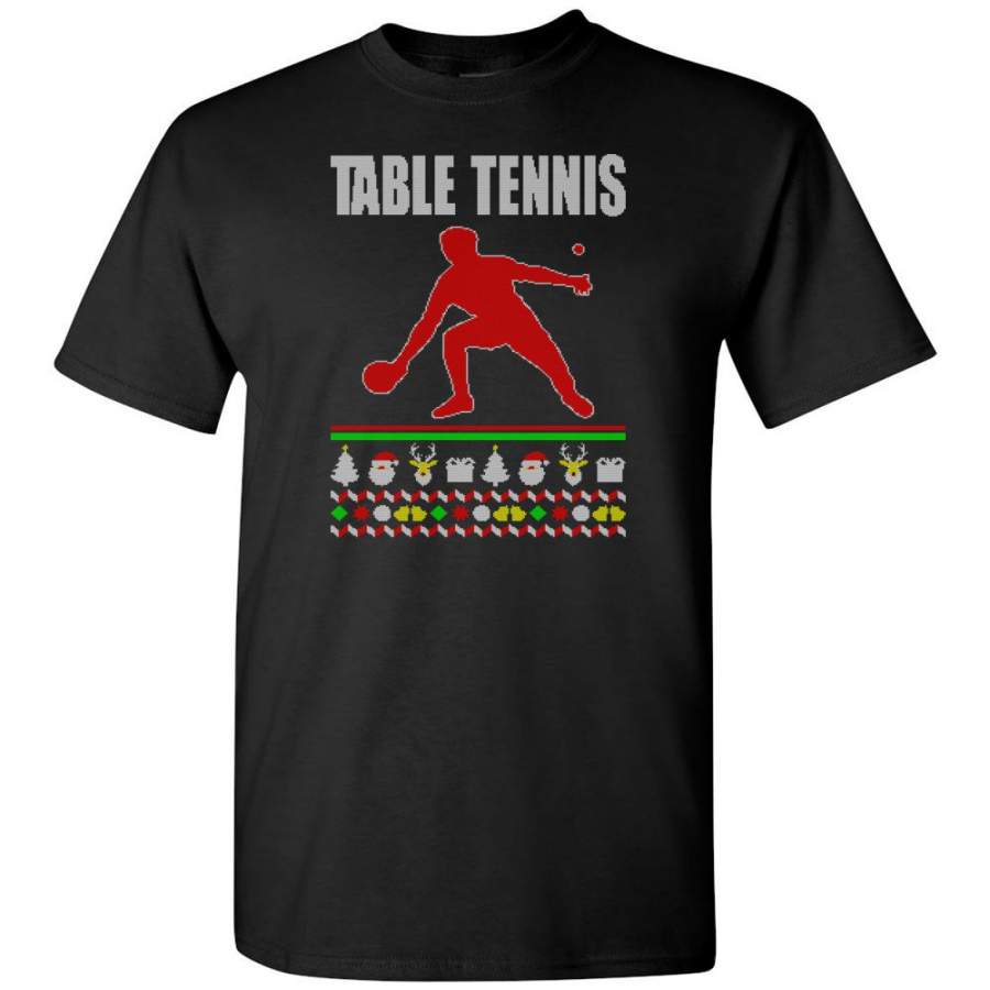 Table Tennis Ugly Christmas Sweater – Short Sleeve T-Shirt