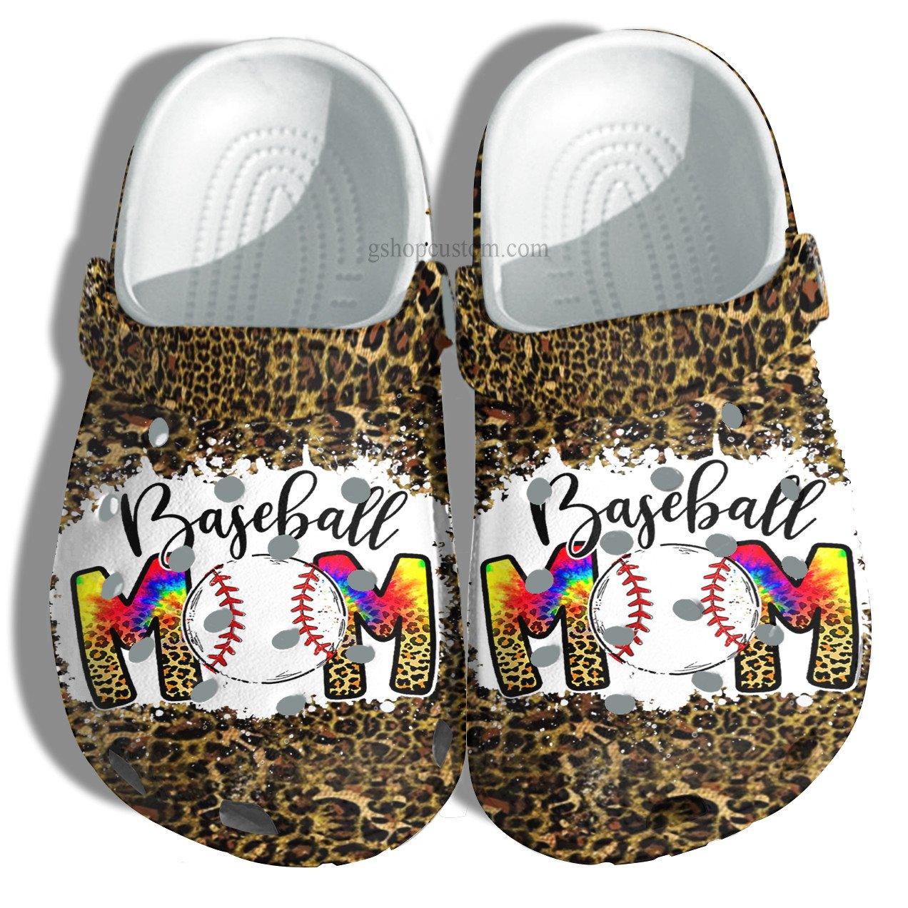 Baseball Mom Hippie Leopard Skin Crocs Shoes For Wife Mom Grandma – Baseball Mom Leopard Shoes Croc Clogs Mother Day Gifts – Cr-Ne0123