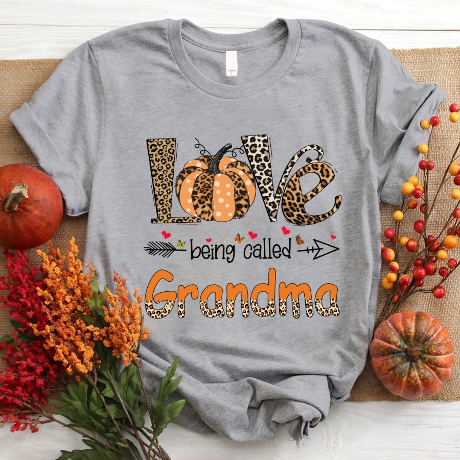 Love Being Called Grandma Pumpkin Leopard Shirt