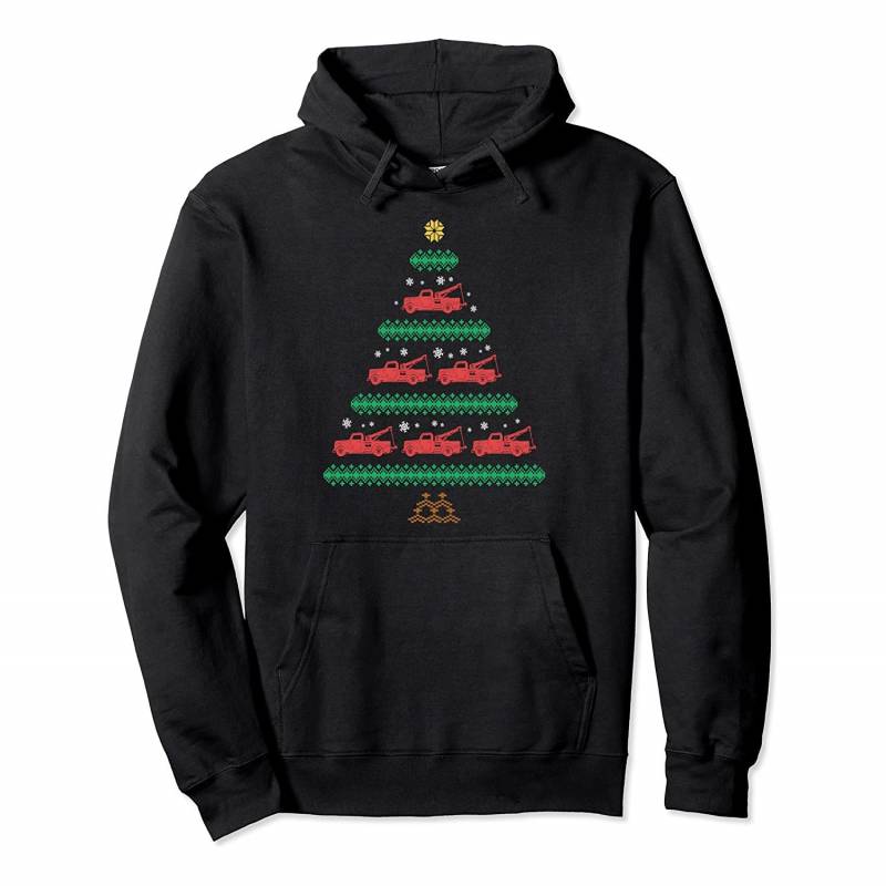 Tow Truck Ugly Christmas Wrecker Xmas Tree Towing Trucker Pullover Hoodie, T-Shirt, Sweatshirt