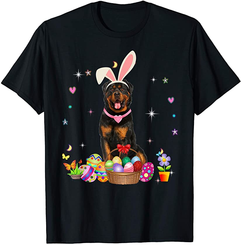 Cute Rottweiler Easter Day Bunny Eggs Easter Costume Womens T-Shirt