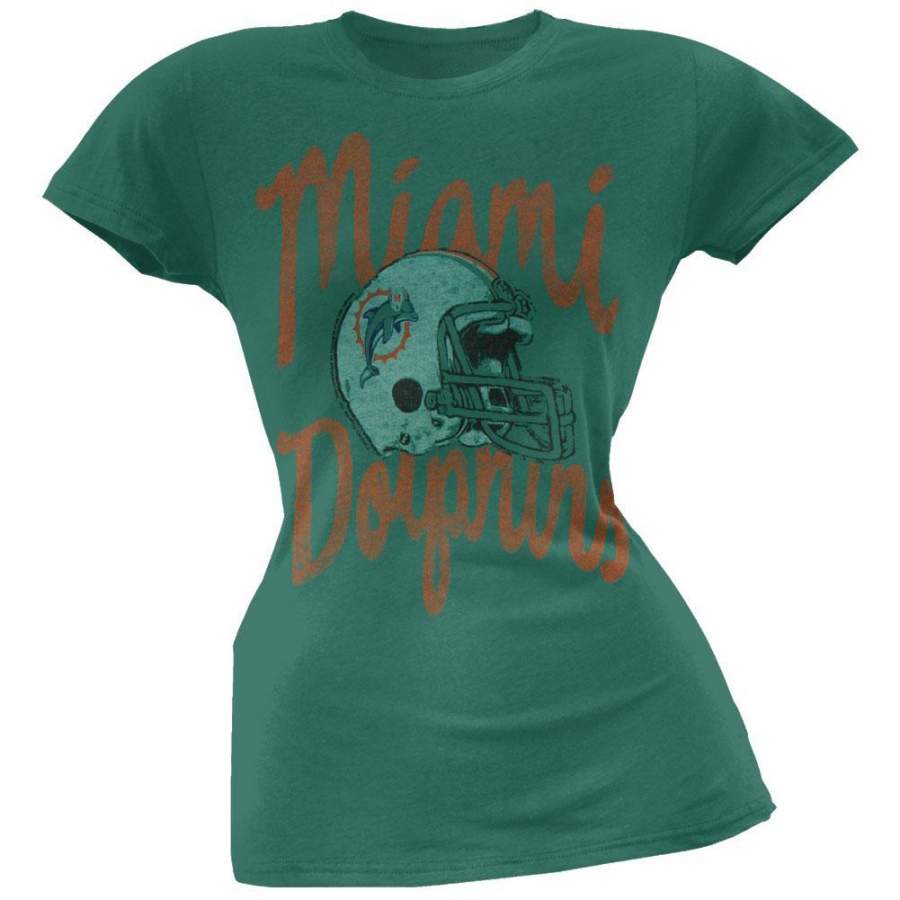 Miami Dolphins – Distressed Helmet Kick Off Juniors T-Shirt