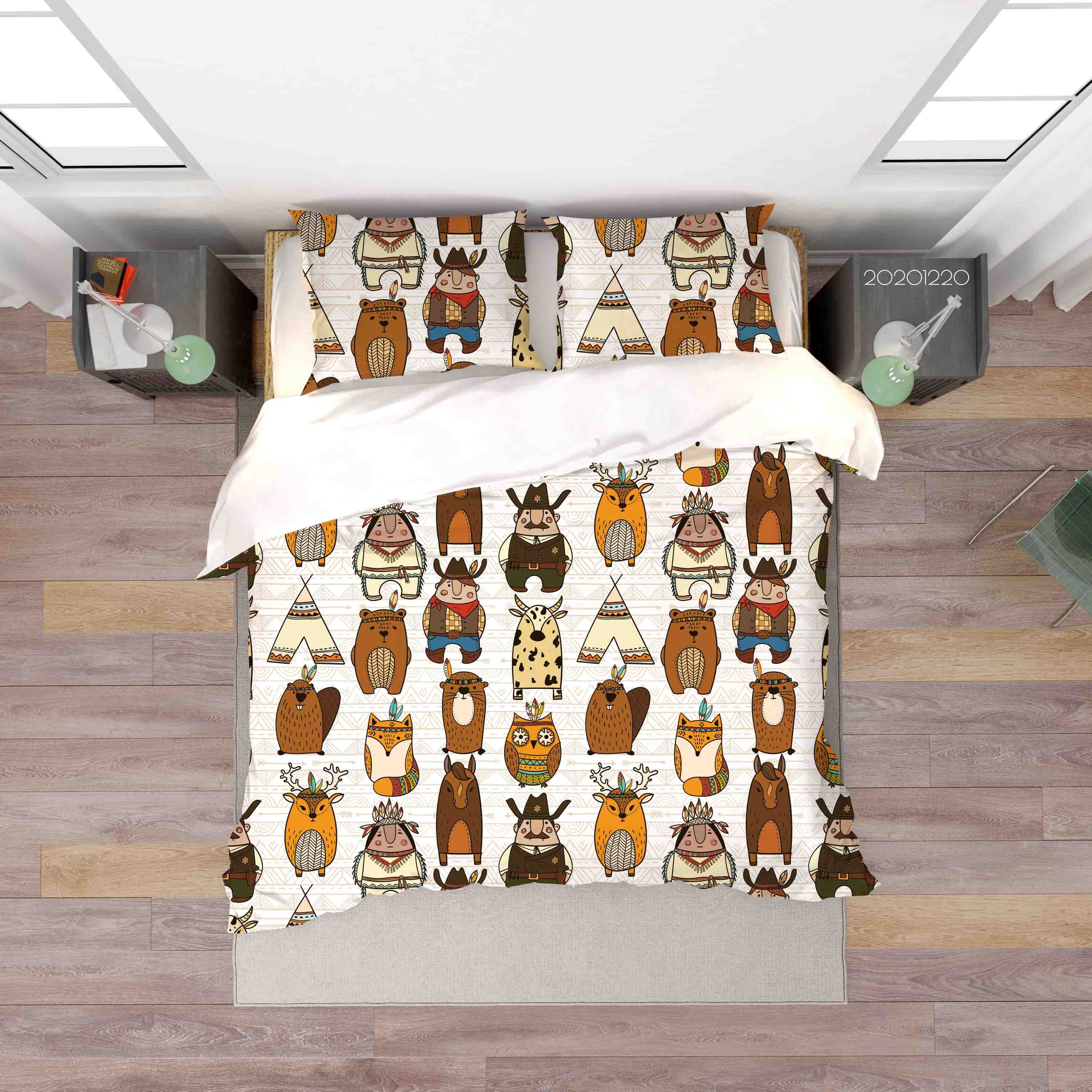 3D Hand Drawn Tribe Animal Quilt Cover Set Bedding Set Duvet Cover Pillowcases 114 Lqh