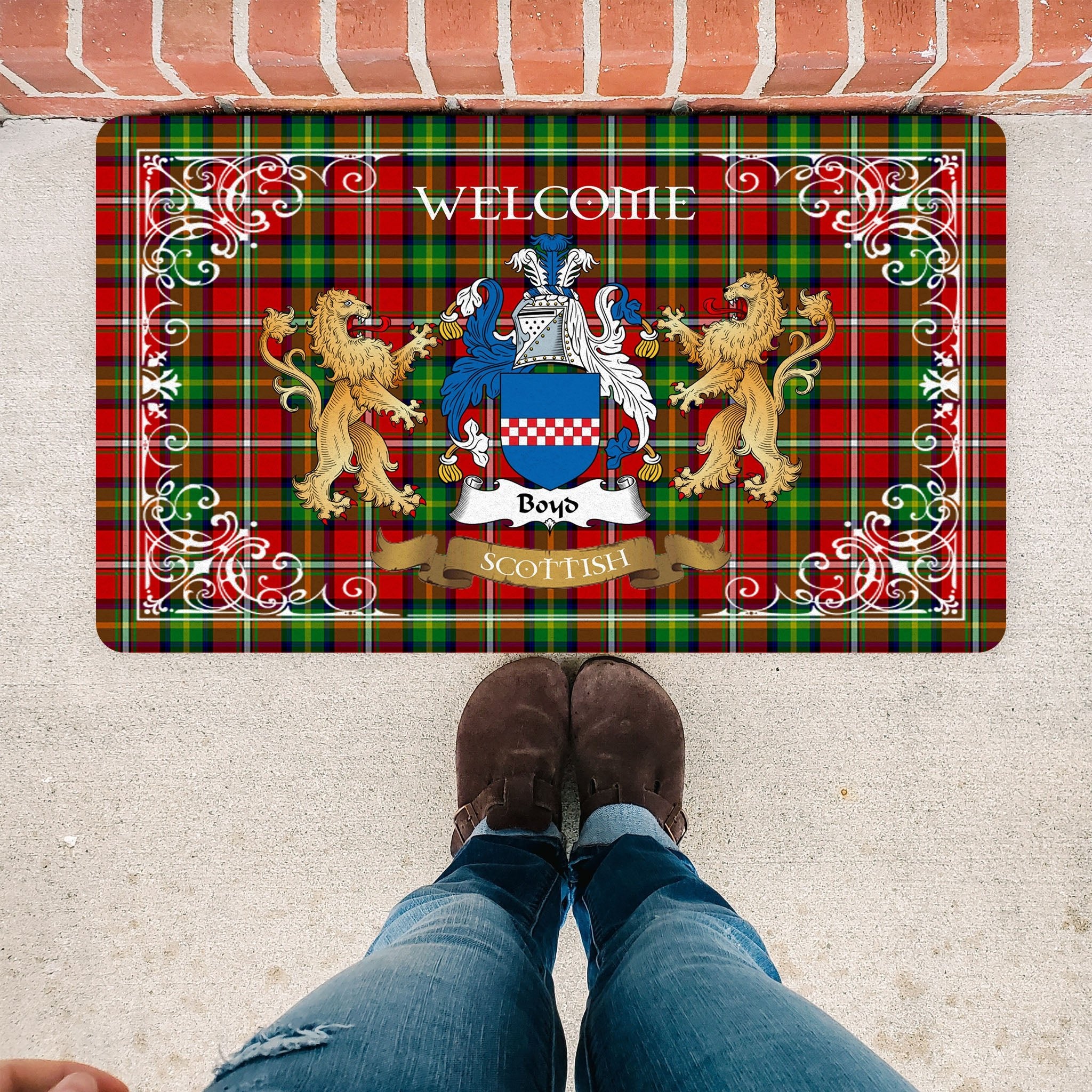 Scotstee Shop Tartan Door Mat The Family Boyd Scottish Plaid Doormat, Welcome Mat, Christmas Door Mat