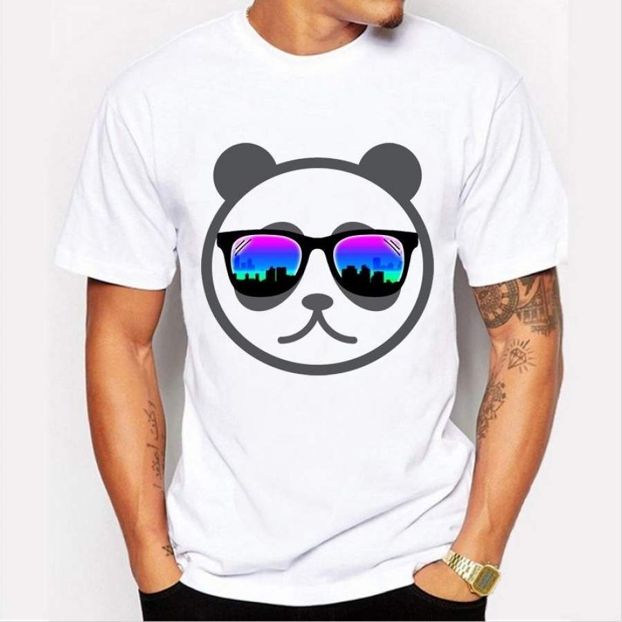 2017 Summer Fashion Men’S White T-Shirt Animals Cool Cute Panda Print T-Shirt Brand Clothing Tops