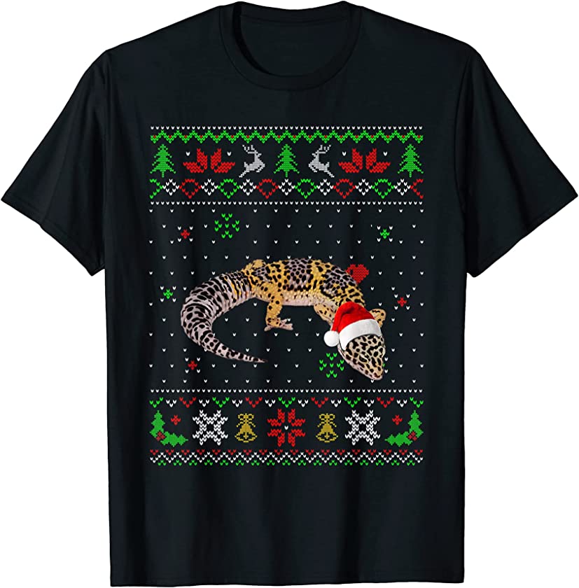 Ugly Christmas Pajama Sweater Leopard Gecko Animals Lover T-Shirt