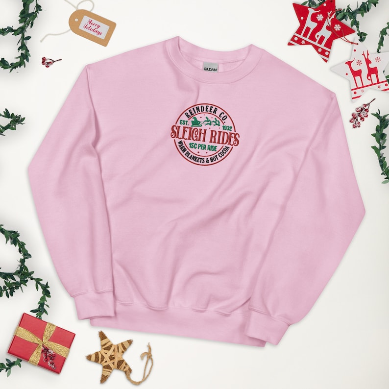 Santa Sleigh Rides Embroidered Sweatshirt 2D Crewneck Sweatshirt All Over Print Sweatshirt For Women Sweatshirt For Men Sws5404