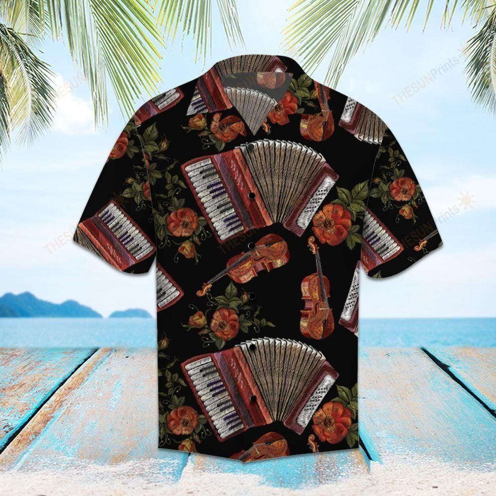 Accordion Aloha Hawaiian Shirt Colorful Short Sleeve Summer Beach Casual Shirt For Men And Women