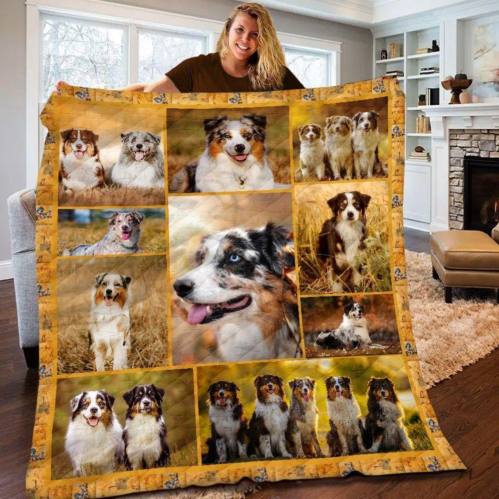 Australian Shepherd Blanket Gift For Men Women – Puppy Dog Blanket Quilting Presents For Birthday Christmas