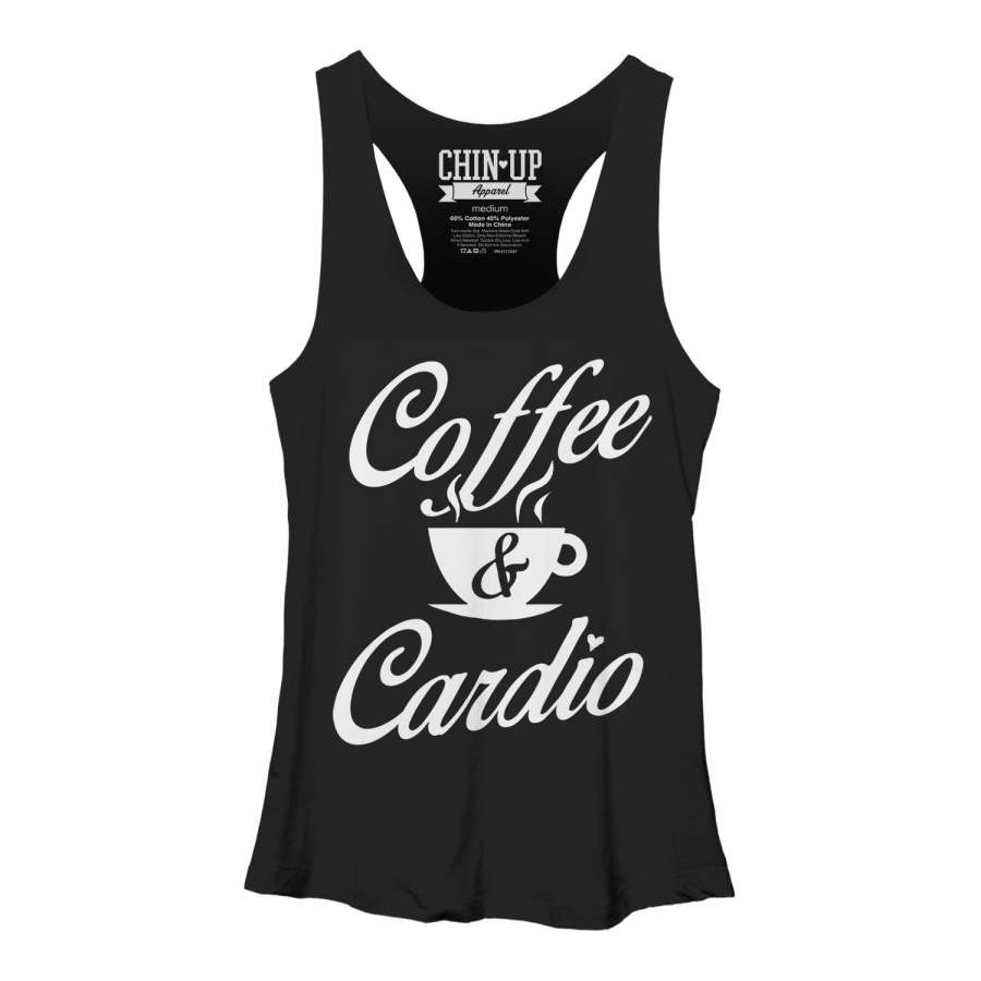 CHIN UP Women’s Coffee and Cardio  Racerback Tank Black Heather