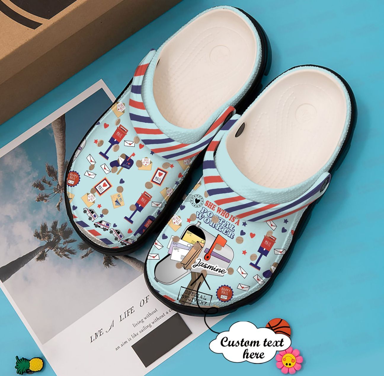 Postal Worker Personalized Clog, Custom Name, Text, Color, Number Fashion Style For Women, Men, Kid, Print 3D She Is A Postal Worker