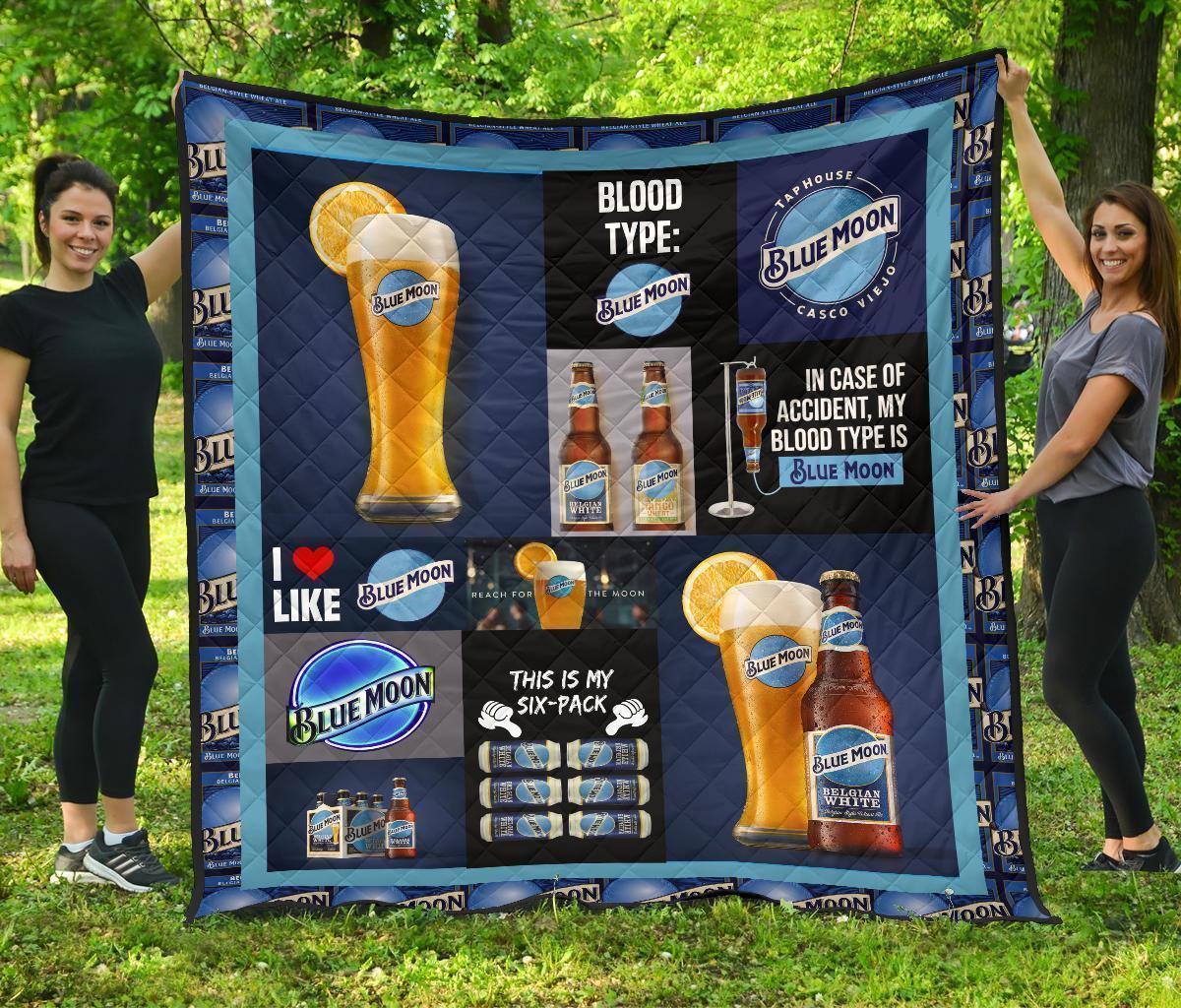 Blue Moon Quilt Blanket Funny Gift For Beer Lover