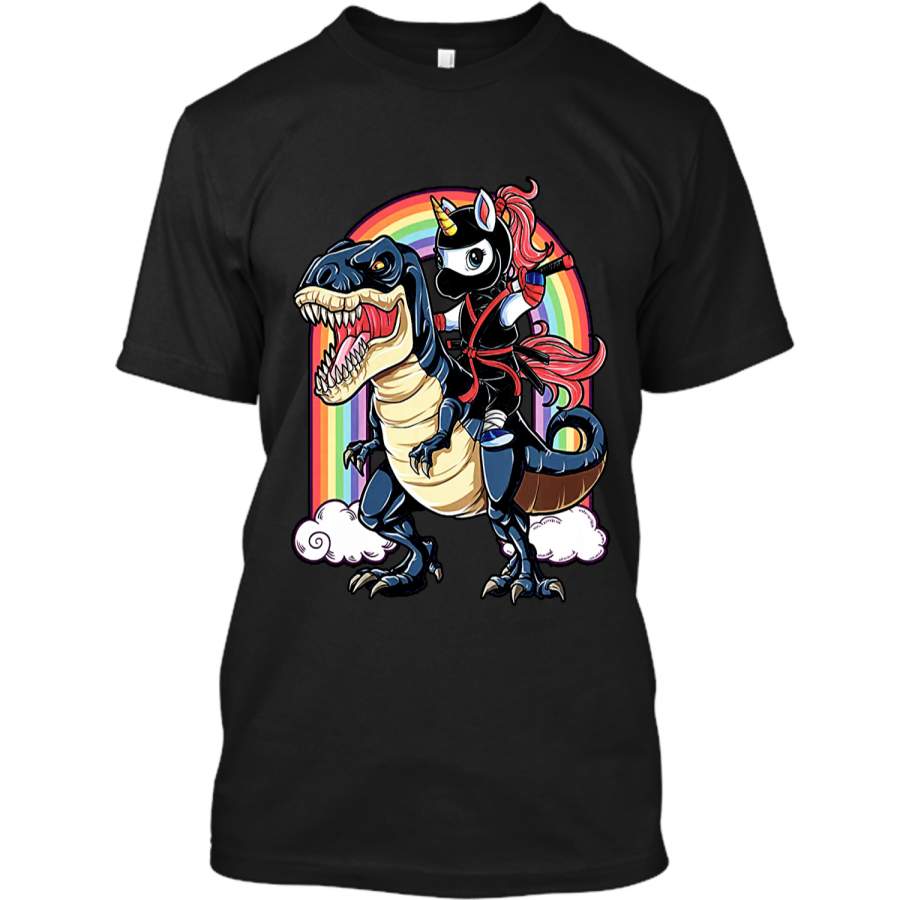 Unicorn Riding Dinosaur Shirt Funny Unicorn Ninja Shirt Custom Ultra Cotton