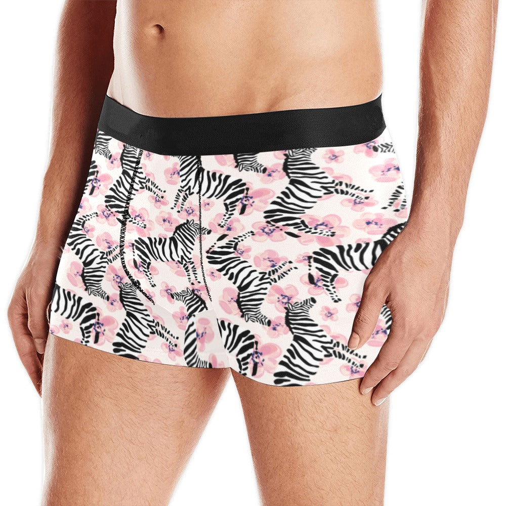 Zebra Pink Flower Background Men’S All Over Print Boxer Briefs Men’S Underwear