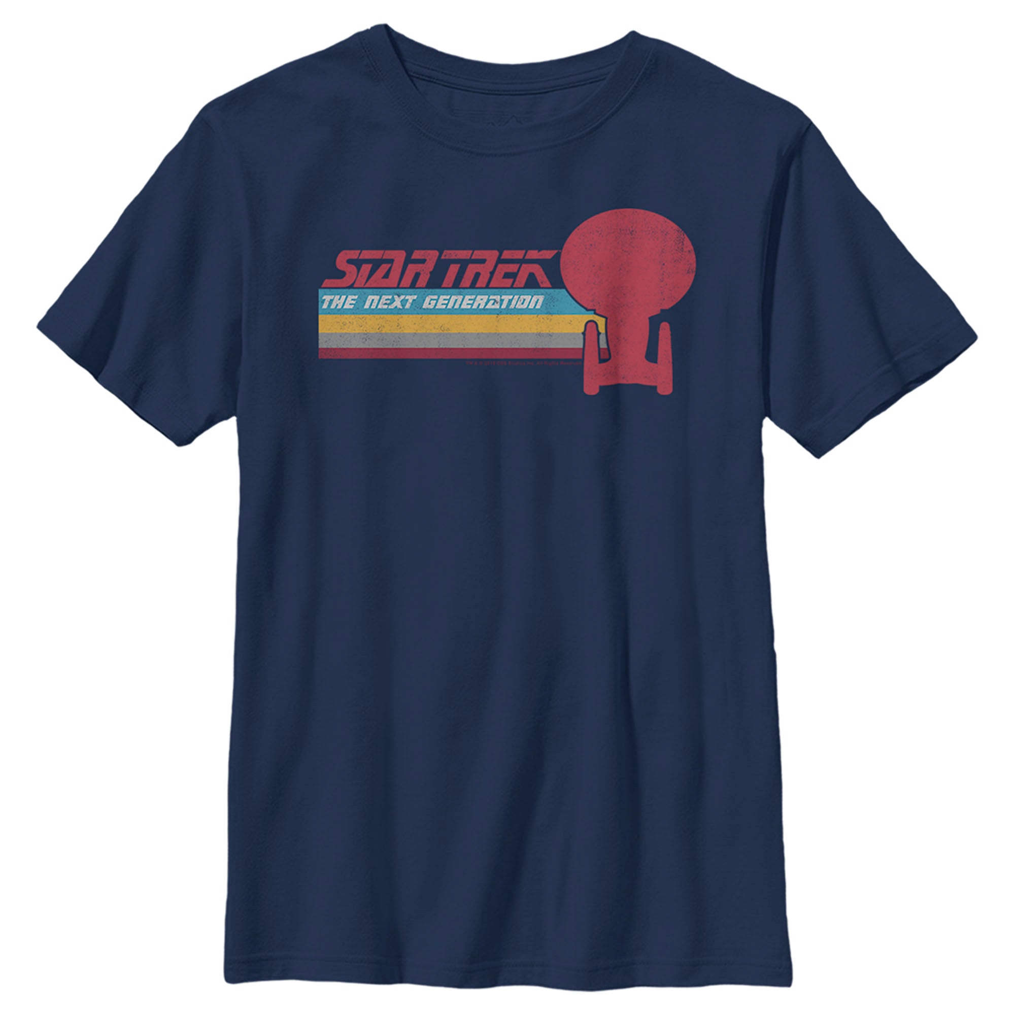 Boy’S Star Trek: The Next Generation Uss Enterprise Vertical Retro Rainbow Logo T-Shirt