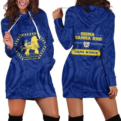 Sigma Gamma Rho Blue Rose Background Hoodie Dress