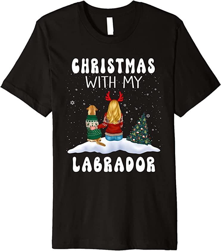 Christmas With My Labrador Retriever Dog Puppy Funny Xmas Premium T-Shirt