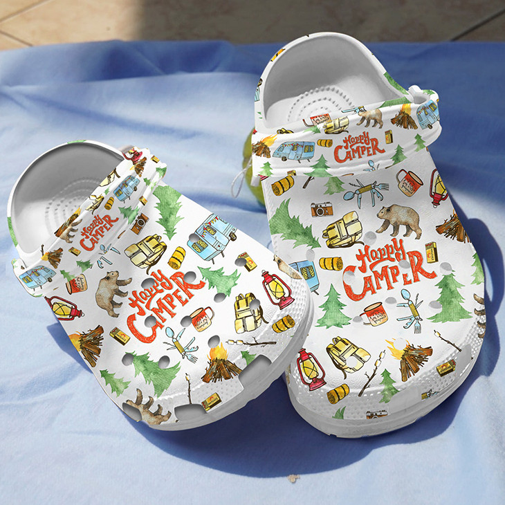 Happy Camper For Men And Women Gift For Fan Classic Water Rubber Crocs Clog Shoes Comfy Footwear