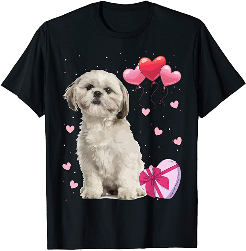 Cute Valentine’s Day Shih Tzu Dog Valentine Puppy Heart Gift T-Shirt