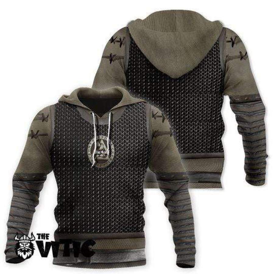 Viking Warriors Valknut Symbol Armor Hoodie 3D All Over Print #H