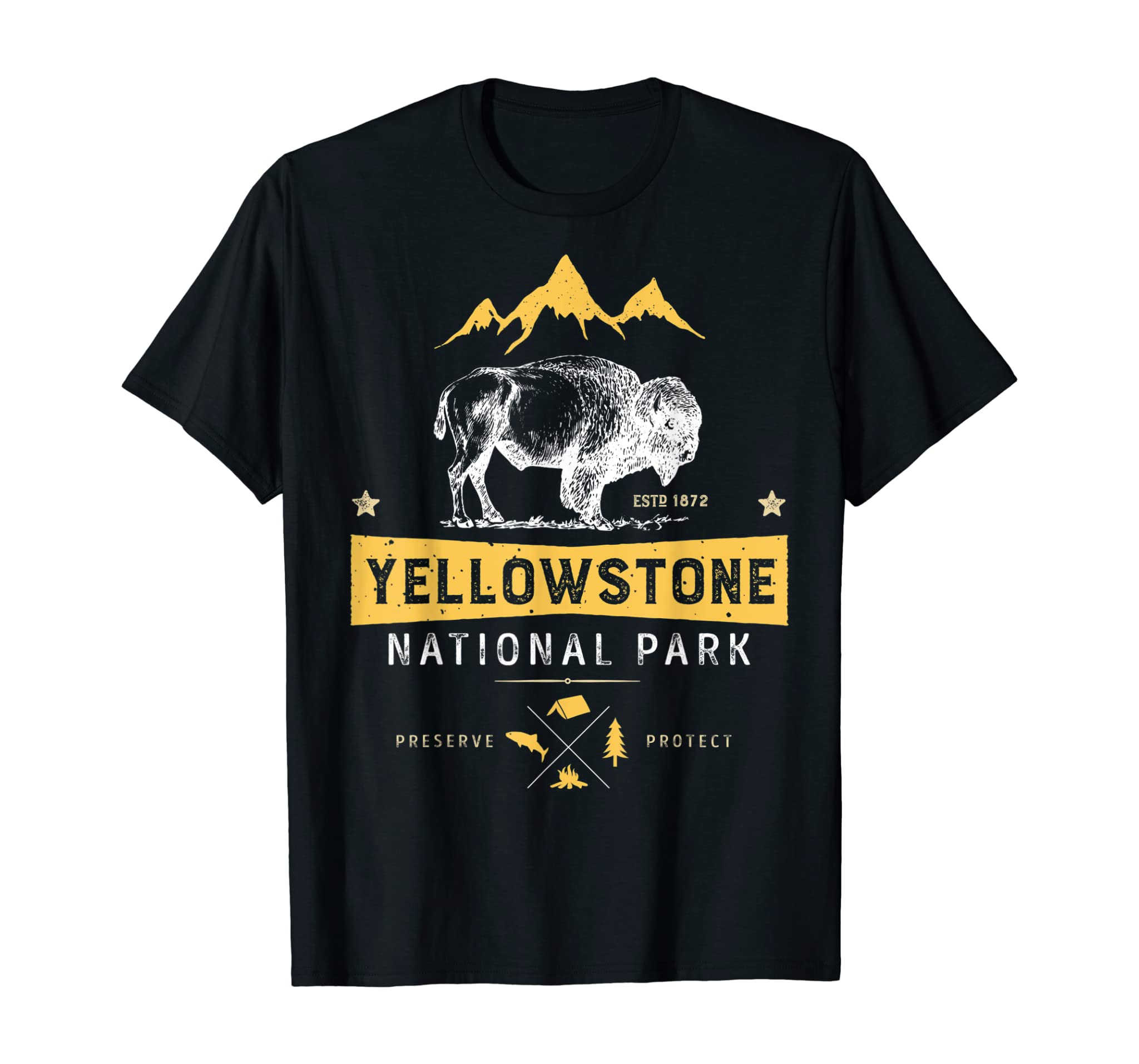 Yellowstone T shirt National Park US Bison Buffalo Vintage T-Shirt