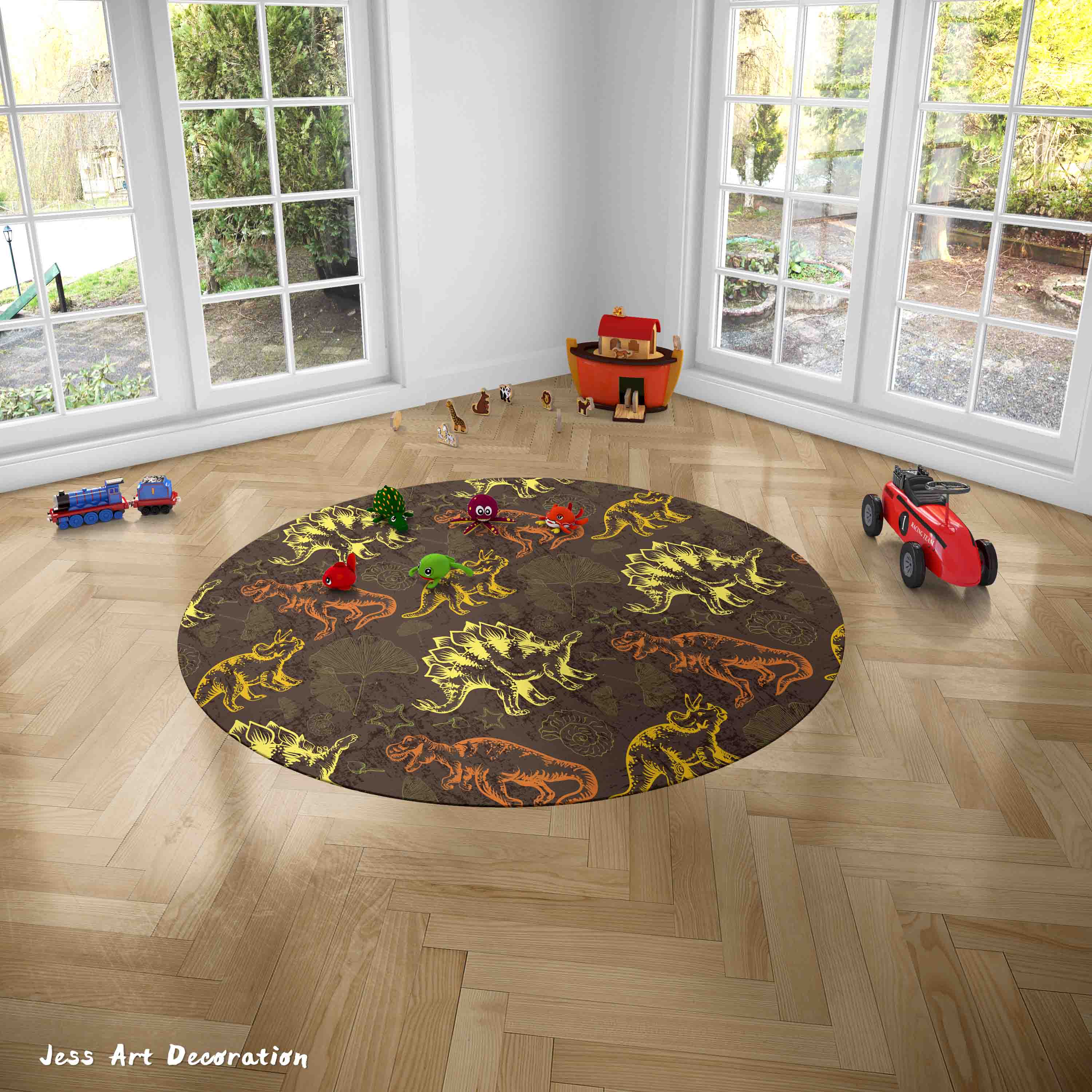 3D Cartoon Animal Dinosaur Kids Non-Slip Round Rug Mat 137