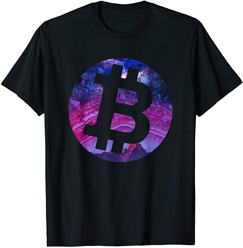 Bitcoin Miner Coin Trading Aesthetic Pink Mountain Scene T-Shirt