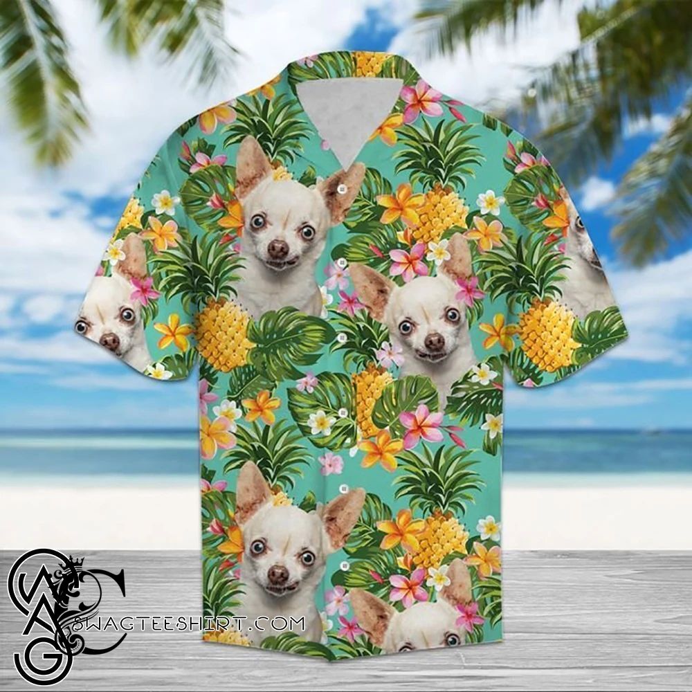 Beach Shirt Pineapple Chihuahua Flower Hawaiian Shirt- Chillicothemall